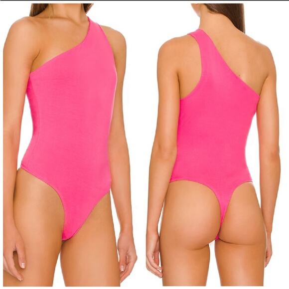 superdown devonne one shoulder pink bodysuit Large - Picture 1 of 7